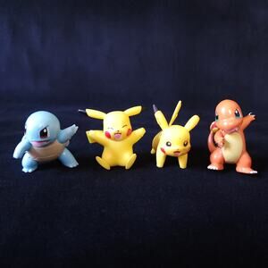 Lot of 4 Mini Miniature Pokemon Figures Toys Pikachu Charmander Action Figurines